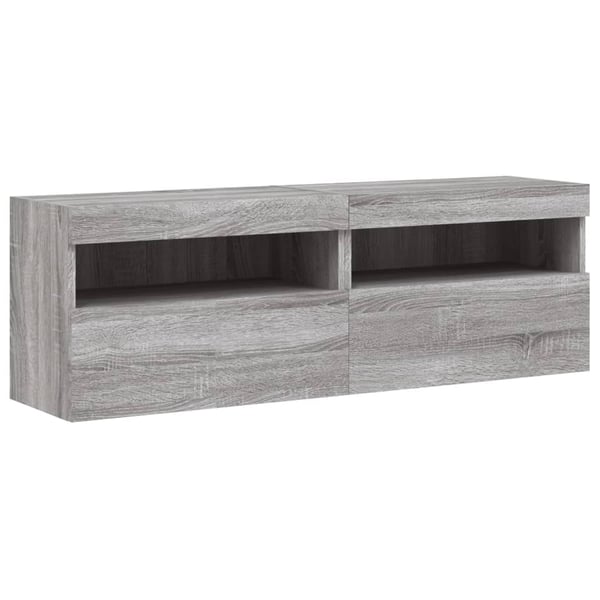 vidaXL TV-seinäkaapit LED-valoilla 2 kpl harmaa Sonoma 60x30x40 cm