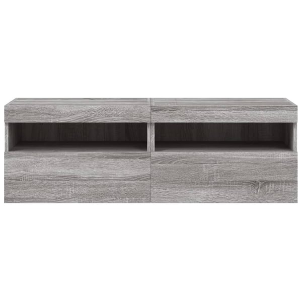 vidaXL TV-seinäkaapit LED-valoilla 2 kpl harmaa Sonoma 60x30x40 cm
