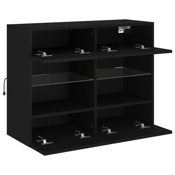 vidaXL Vegghengt TV-benk med LED svart 78,5x30x60,5 cm
