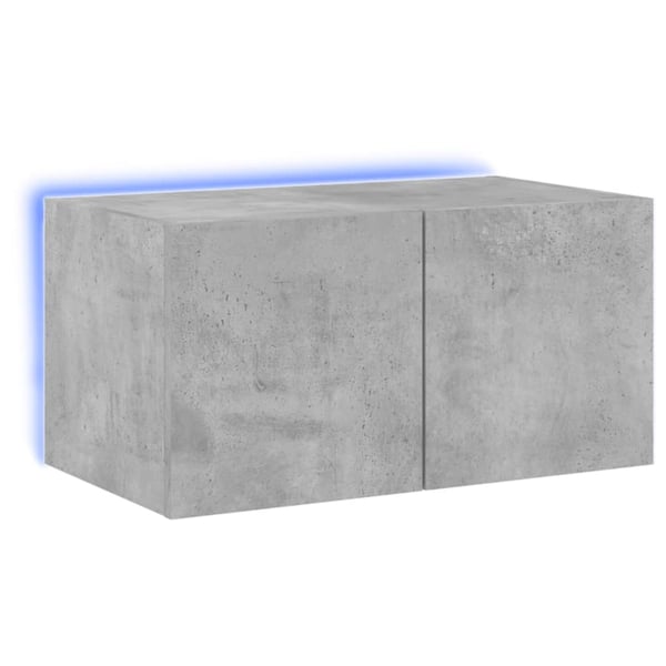 vidaXL Vegghengt TV-benk med LED-lys betonggrå 60x35x31 cm