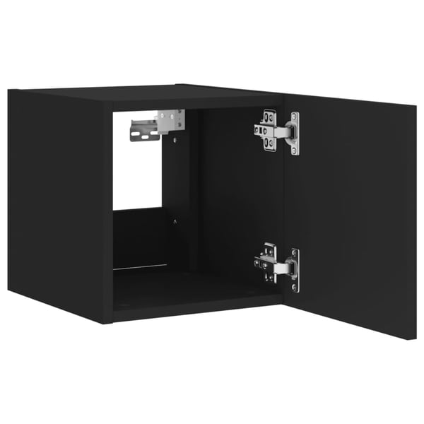 vidaXL Vegghengte TV-benker med LED 2 stk svart 30,5x35x30 cm