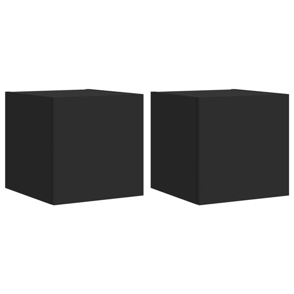vidaXL Vegghengte TV-benker med LED 2 stk svart 30,5x35x30 cm