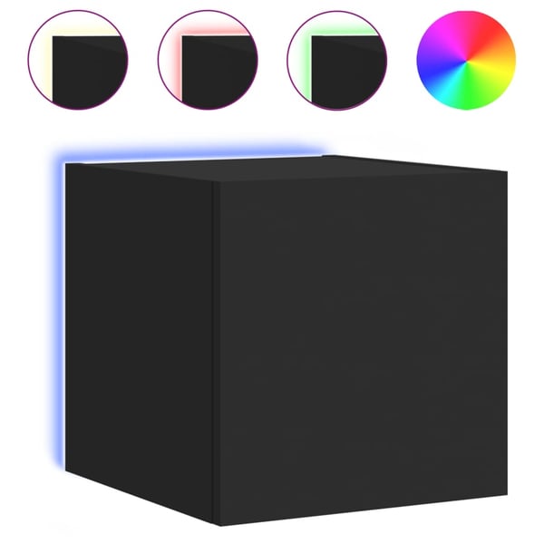 vidaXL Vegghengte TV-benker med LED 2 stk svart 30,5x35x30 cm