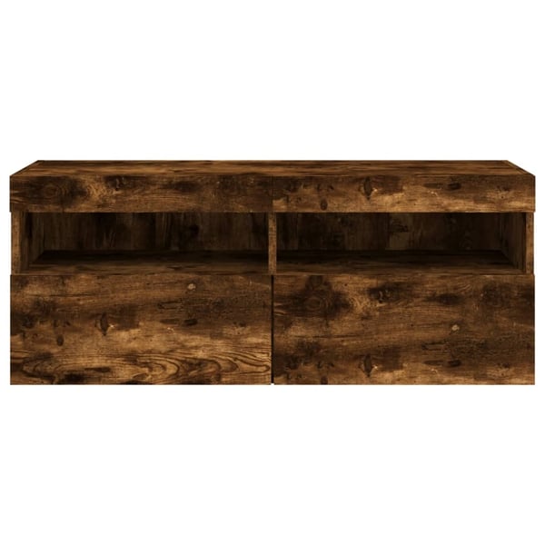 vidaXL Vegghengt TV-benk med LED røkt eik 100x30x40 cm