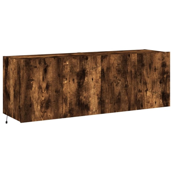 vidaXL Vegghengte TV-benker med LED-lys 2 stk røkt eik 60x35x41 cm