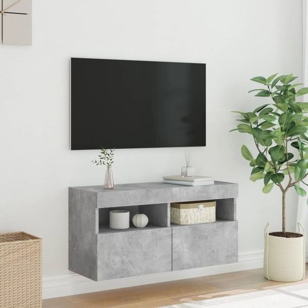 vidaXL TV-seinäkaappi LED-valoilla betoninharmaa 80x30x40 cm
