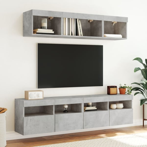 vidaXL TV-seinäkaappi LED-valoilla betoninharmaa 80x30x40 cm