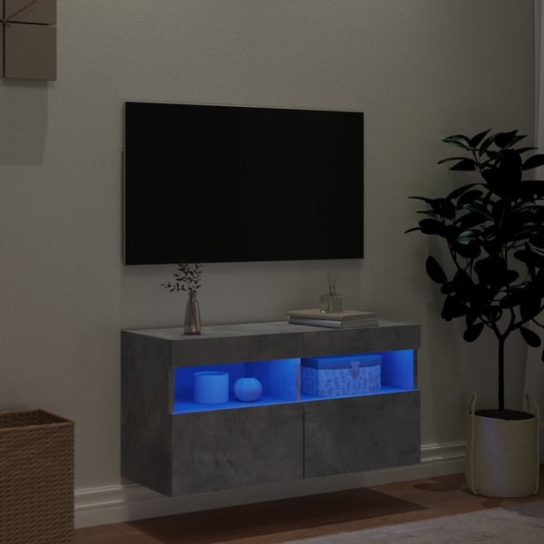 vidaXL TV-seinäkaappi LED-valoilla betoninharmaa 80x30x40 cm