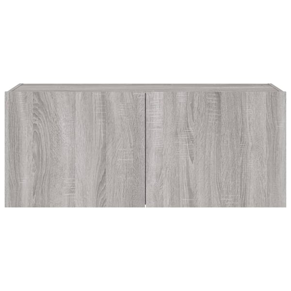 vidaXL Vegghengt TV-benk med LED grå sonoma 100x35x41 cm