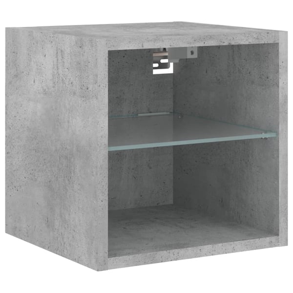 vidaXL Vegghengt TV-benk med LED-lys betonggrå 30x28,5x30 cm