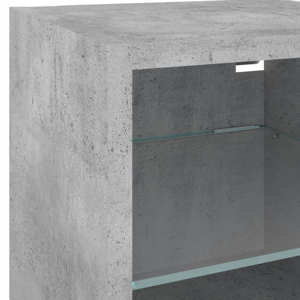 vidaXL Vegghengt TV-benk med LED-lys betonggrå 30x28,5x30 cm