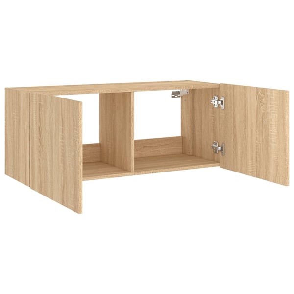vidaXL Vegghengt TV-benk med LED sonoma eik 100x35x41 cm