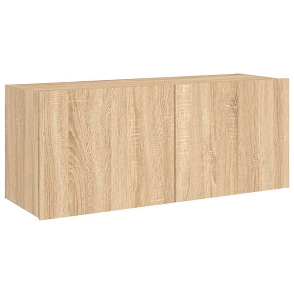 vidaXL Vegghengt TV-benk med LED sonoma eik 100x35x41 cm
