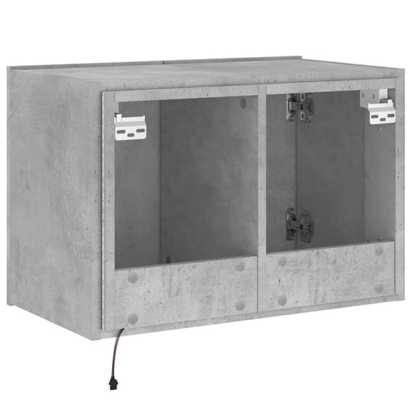 vidaXL Vegghengt TV-benk med LED-lys betonggrå 60x35x41 cm