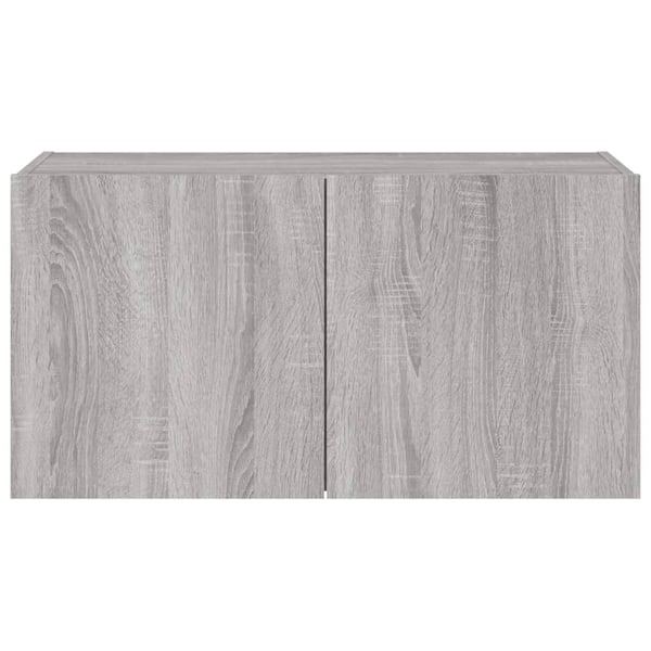vidaXL TV-seinäkaappi LED-valoilla harmaa Sonoma 80x35x41 cm