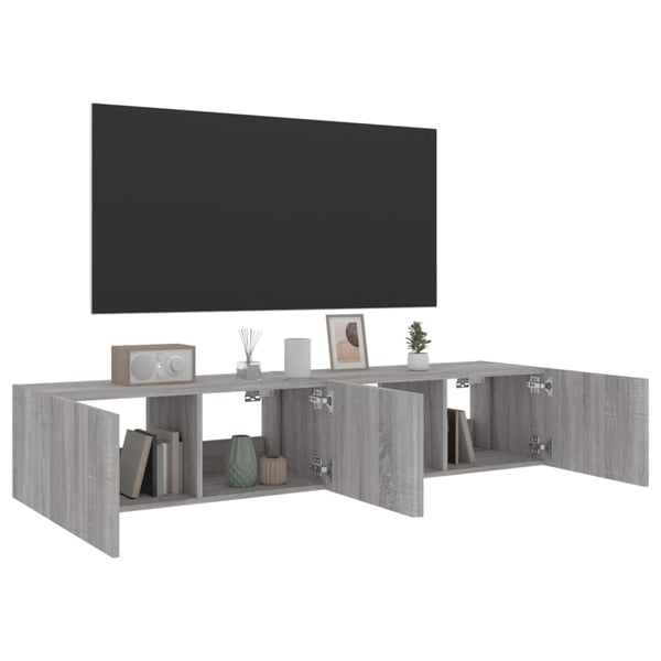 vidaXL TV-benker med LED-lys 2 stk grå sonoma 80x35x31 cm