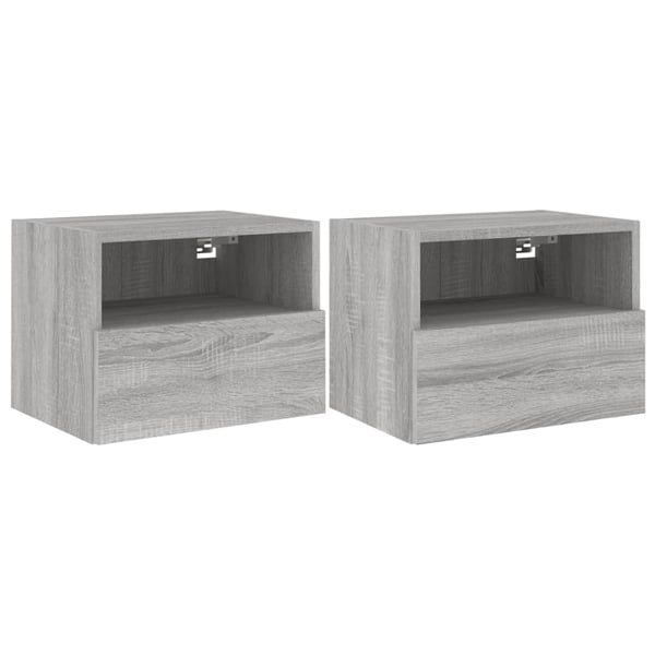 vidaXL Vegghengt TV-benk 2 stk grå sonoma 40x30x30 cm konstruert tre