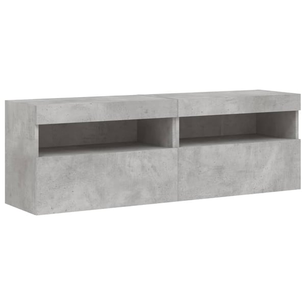 vidaXL Vegghengte TV-benker med LED-lys 2 stk betonggrå 60x30x40 cm