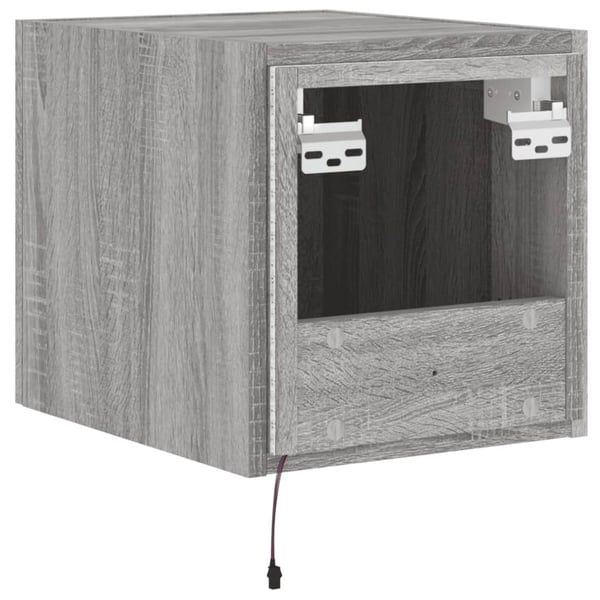 vidaXL Vegghengt TV-benk med LED grå sonoma 30,5x35x30 cm