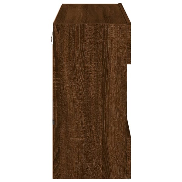 vidaXL Vegghengt TV-benk med LED-lys brun eik 78,5x30x60,5 cm