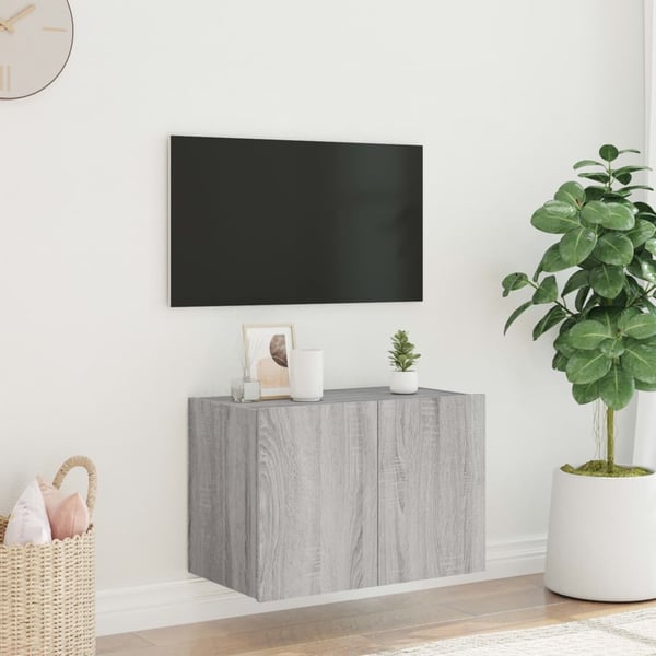 vidaXL Vegghengt TV-benk med LED grå sonoma 60x35x41 cm