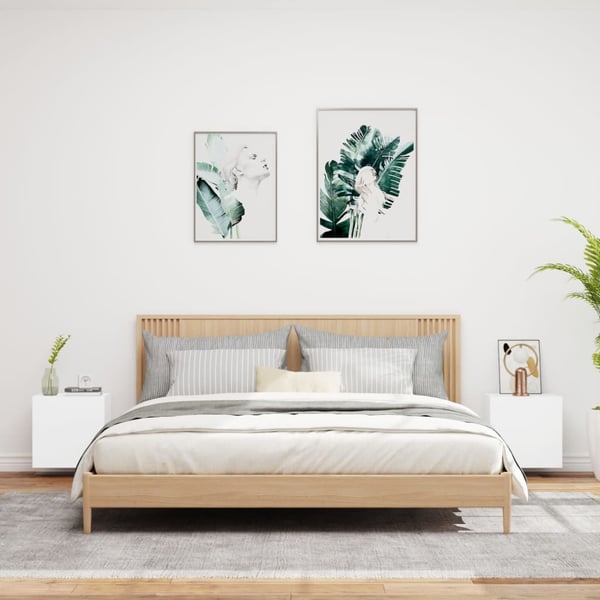 vidaXL Vegghengte TV-benker 2 stk hvit 40,5x30x40 cm konstruert tre