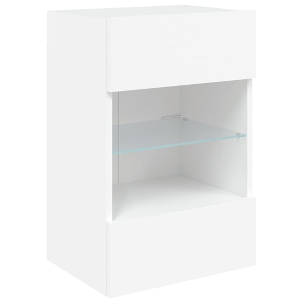 vidaXL Vegghengte skap med LED-lys for TV 2 stk hvit 40x30x60,5 cm