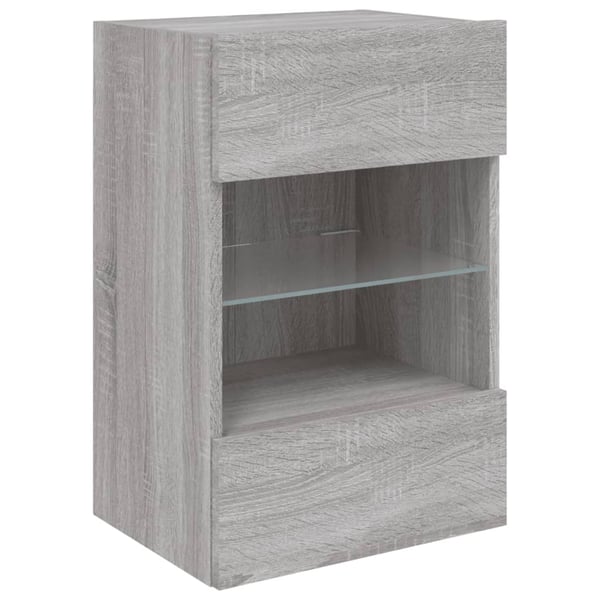 vidaXL Vegghengte skap med LED-lys for TV 2 stk grå sonoma 40x30x60,5 cm