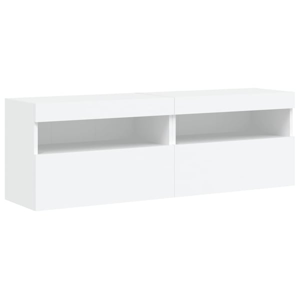 vidaXL Vegghengte TV-benker med LED 2 stk hvit 60x30x40 cm