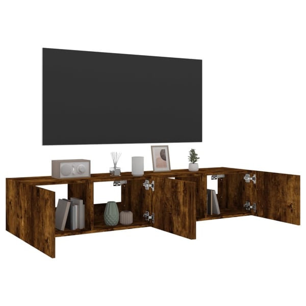 vidaXL TV-benker med LED-lys 2 stk røkt eik 80x35x31 cm