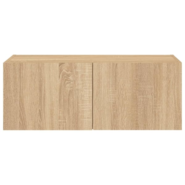 vidaXL væghængt tv-bord med LED-lys 80x35x31 cm sonoma-eg