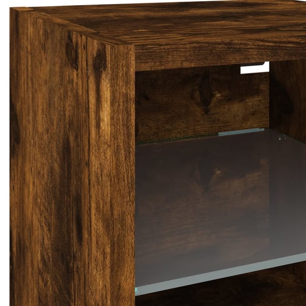 vidaXL Vegghengt TV-benk med LED røkt eik 30x28,5x30 cm