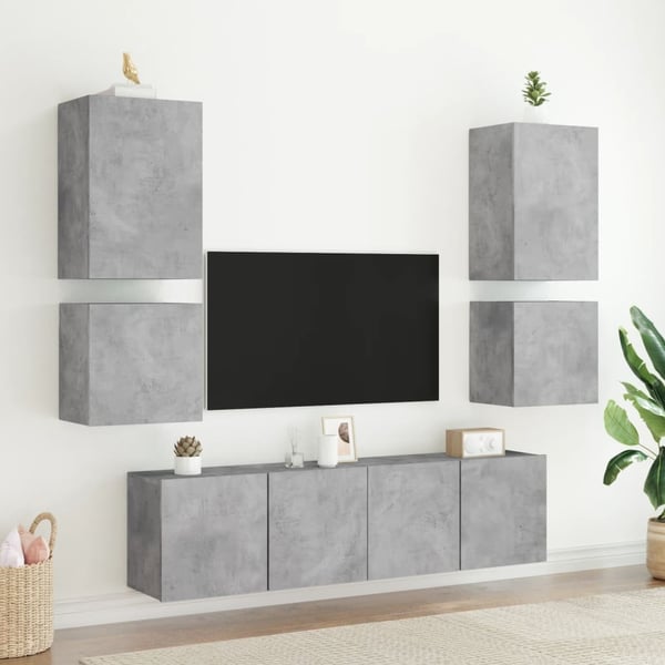 vidaXL væghængt tv-bord 2 stk. 40,5x30x40 cm konstrueret træ betongrå