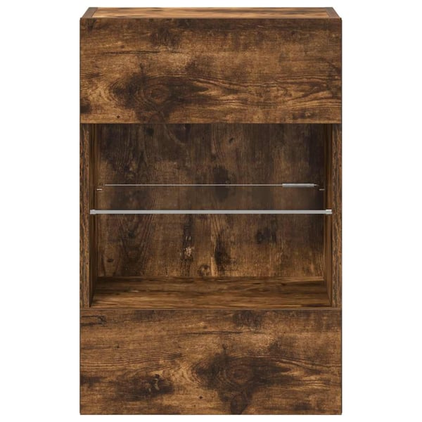 vidaXL Vegghengte skap med LED-lys for TV 2 stk røkt eik 40x30x60,5 cm