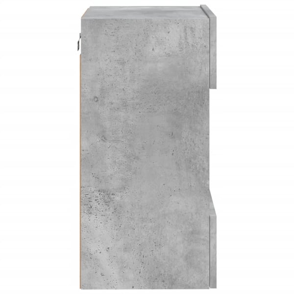 vidaXL Vegghengt TV-benk med LED-lys betonggrå 40x30x60,5 cm
