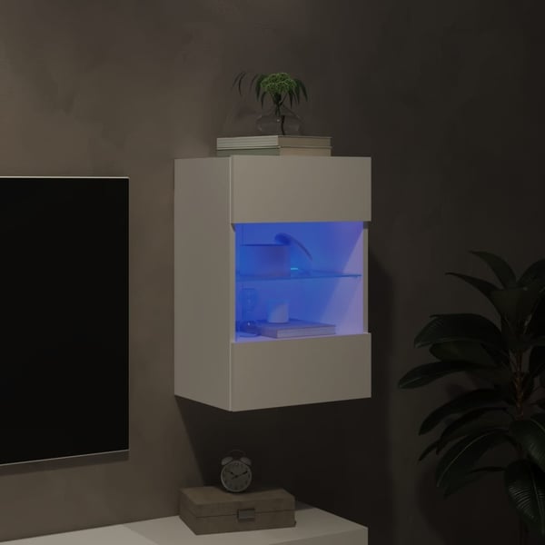 vidaXL TV-seinäkaappi LED-valoilla valkoinen 40x30x60,5 cm