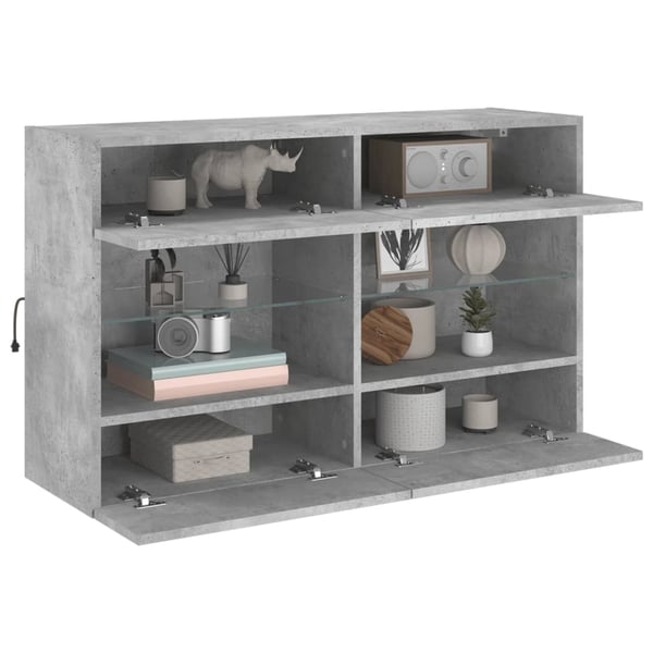 vidaXL Vegghengt TV-benk med LED-lys betonggrå 98,5x30x60,5 cm