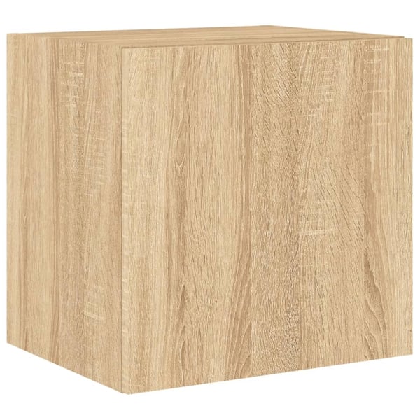 vidaXL Vegghengt TV-benk med LED sonoma eik 40,5x35x40 cm