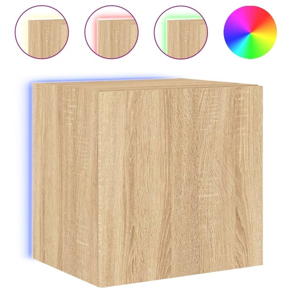 vidaXL Vegghengt TV-benk med LED sonoma eik 40,5x35x40 cm