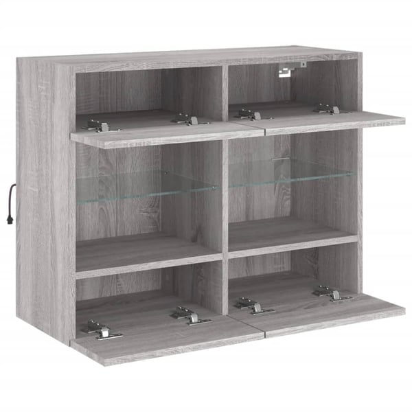 vidaXL TV-seinäkaappi LED-valoilla harmaa Sonoma 78,5x30x60,5 cm