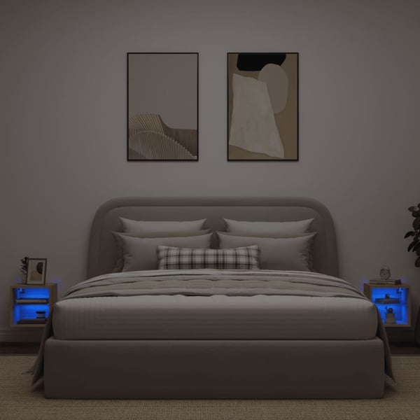 vidaXL Vegghengt TV-benk med LED 2 stk sonoma eik 30x28,5x30 cm