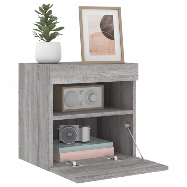 vidaXL Vegghengt TV-benk med LED grå sonoma 40x30x40 cm