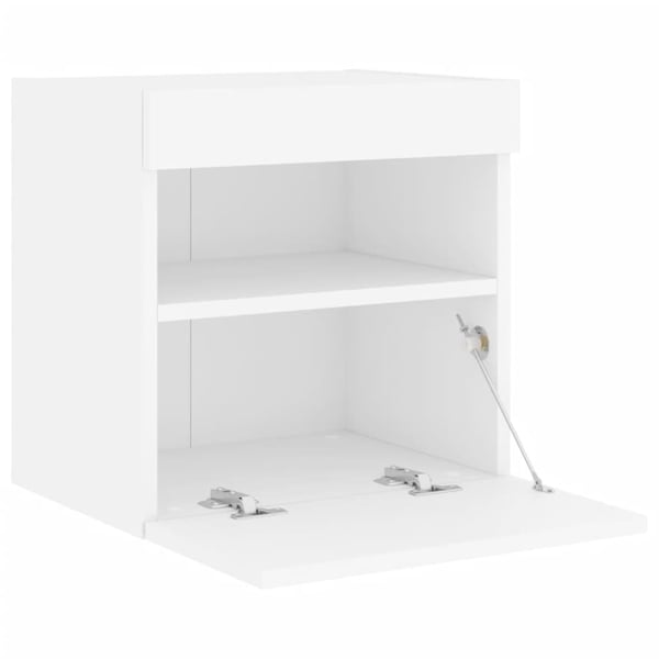 vidaXL Vegghengte TV-benker med LED 2 stk hvit 40x30x40 cm