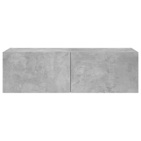 vidaXL Vegghengt TV-benk med LED-lys betonggrå 100x35x31 cm