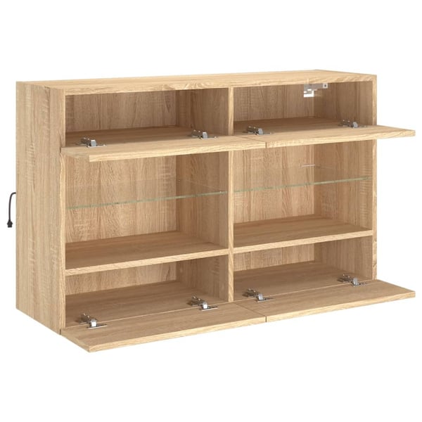 vidaXL Vegghengt TV-benk med LED sonoma eik 98,5x30x60,5 cm