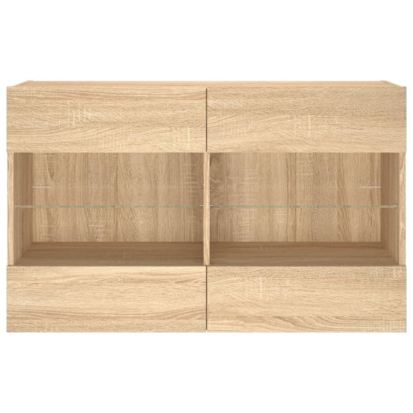 vidaXL Vegghengt TV-benk med LED sonoma eik 98,5x30x60,5 cm