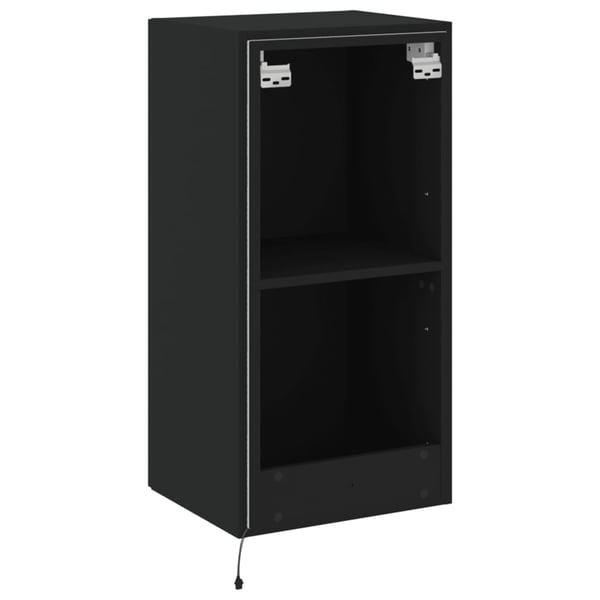 vidaXL TV-seinäkaappi LED-valoilla musta 40,5x35x80 cm