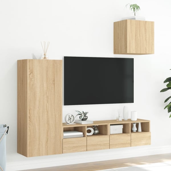 vidaXL Vegghengte TV-enheter 4 deler sonoma eik konstruert tre