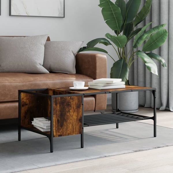 vidaXL Salongbord med stativ røkt eik 100x51x40 cm konstruert tre