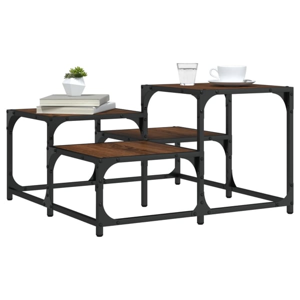 vidaXL Salongbord brun eik 68x68x40 cm konstruert tre